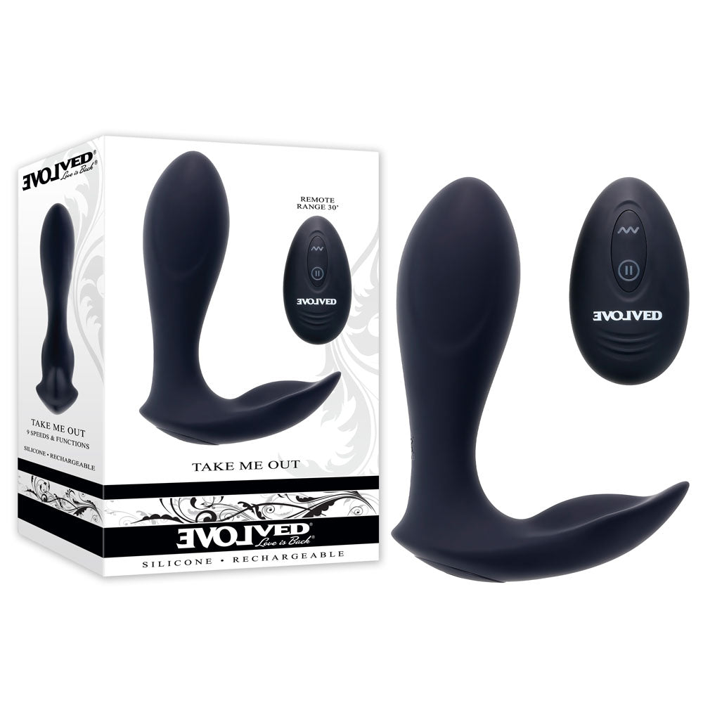 Evolved TAKE ME OUT - Black USB Rechargeable Wearable Vibrator with Remote Control Evolved